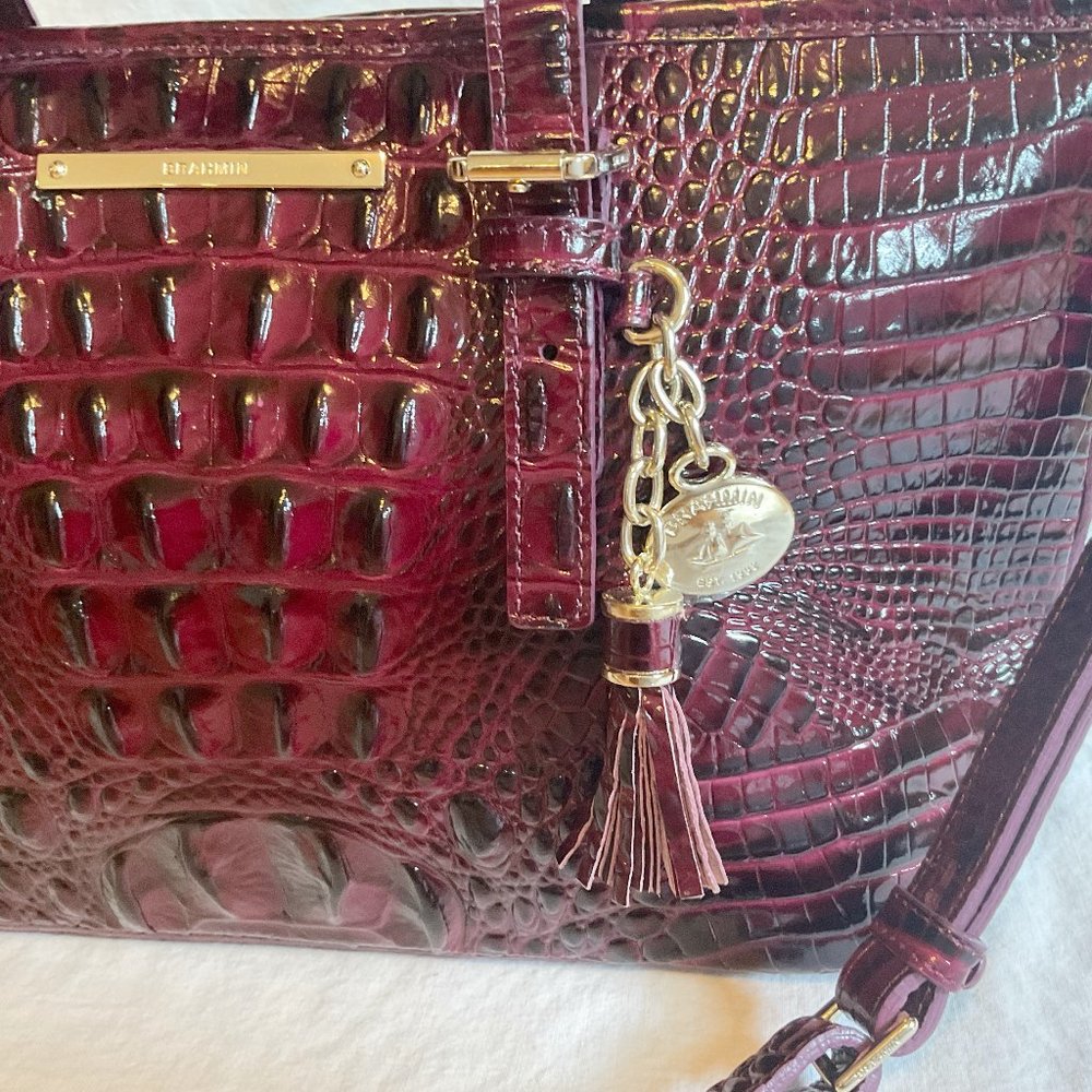 Brahmin Genuine Leather croc-Embossed Bag - Sangria - Picture 4 of 5